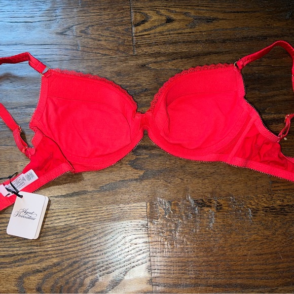 NWT Agent Provocateur Felinda Red Silk Bra, 32DD - Picture 6 of 11